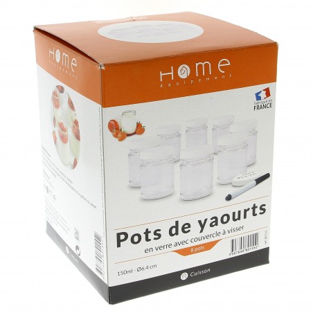 Pot de yaourt en verre avec couvercle à visser HOME EQUIPEMENT